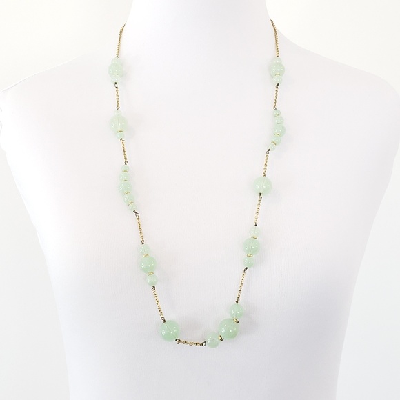 J. Crew Jewelry - J. Crew Sweater Necklace Glossy Beads Pale Green